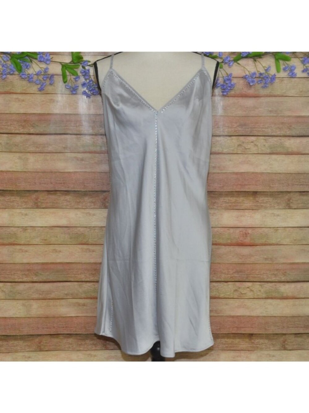 Victoria’s Secret L Silver Chamise Lingerie Rhinestone Slip Dress Sexy Club Wear